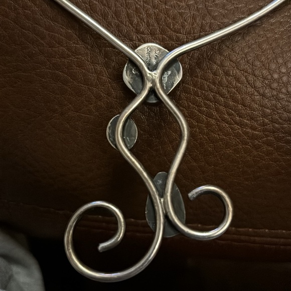 Native American Sterling and stone collar necklace - Picture 3 of 5